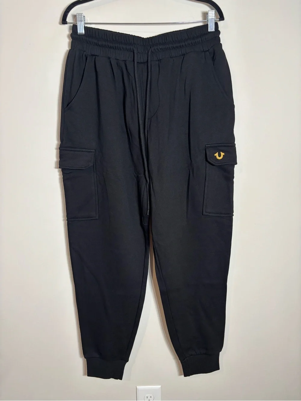 True Religion Cargo Joggers Sweatpants Large Thick Stitch